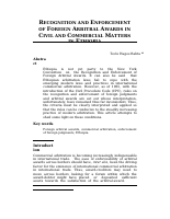 Teklay_Hagos_RECOGNITION_AND_ENFORCEMENT_OF_FOREIGN_ARBITRAL_AWARDS.doc